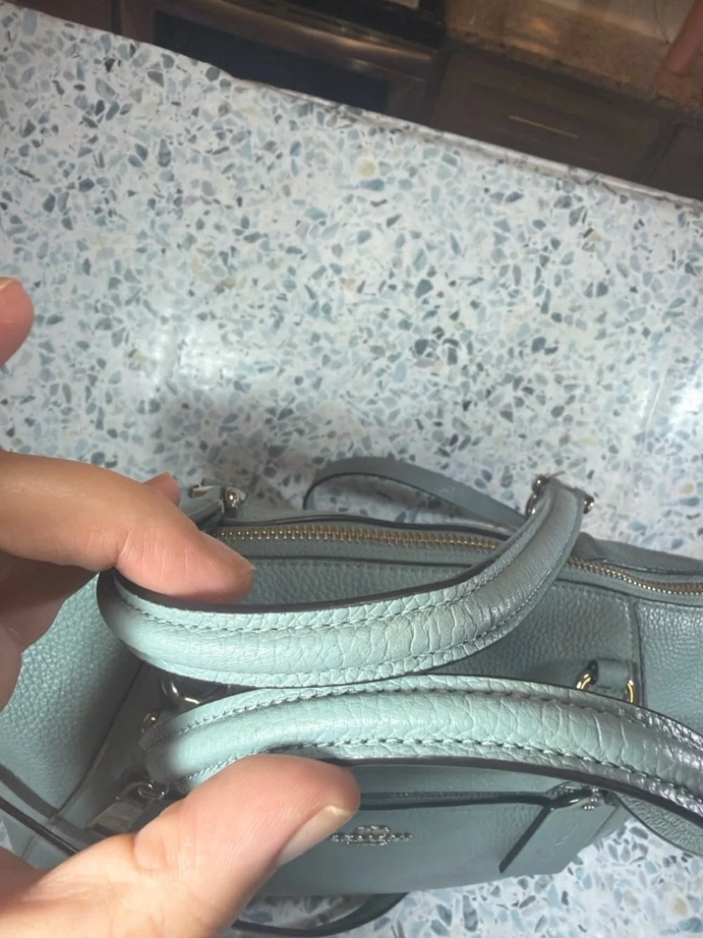 Coach Prairie Satchel 56874 Pebbled Leather Crossbody Bag Light Blue - Picture 4 of 10